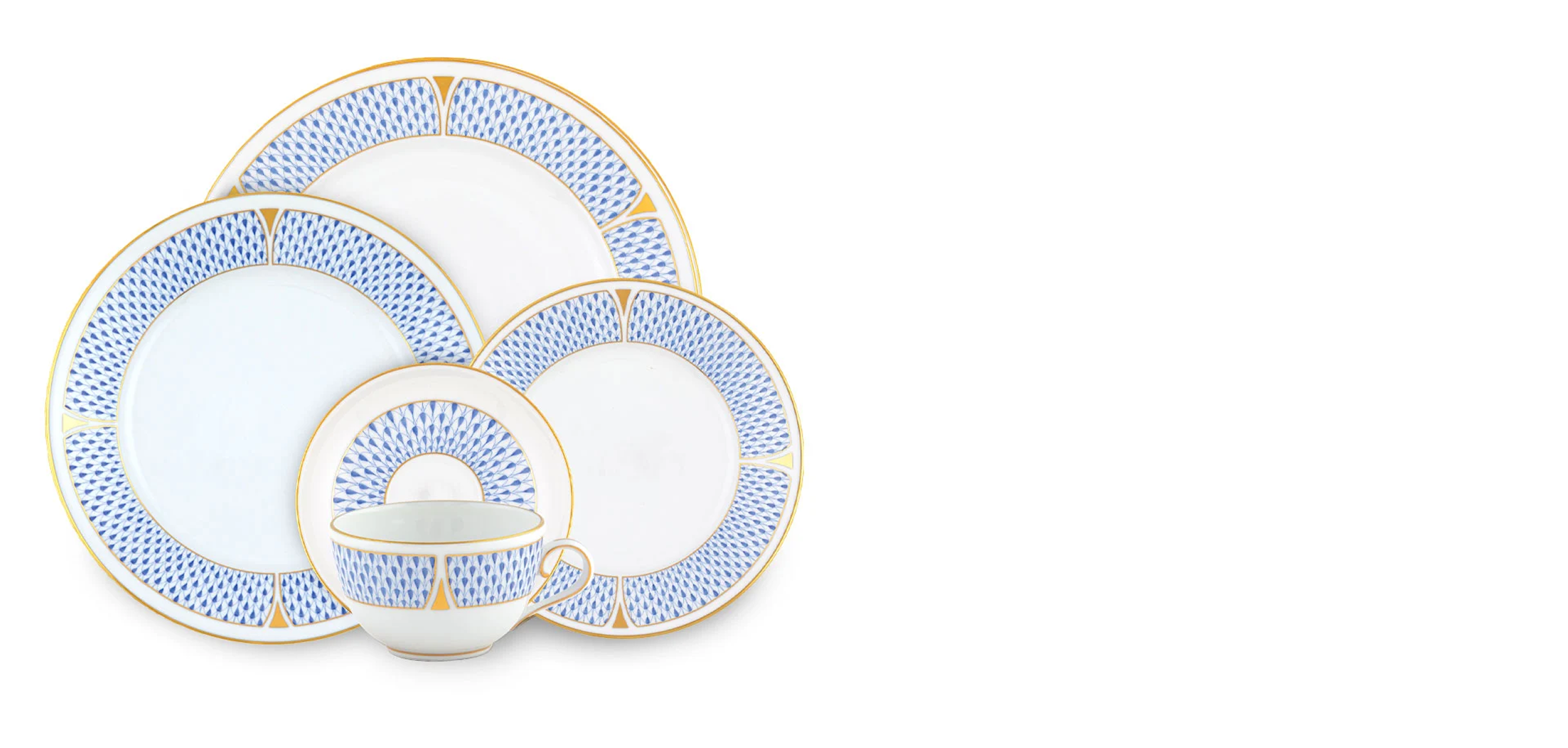 herend deco blue china set