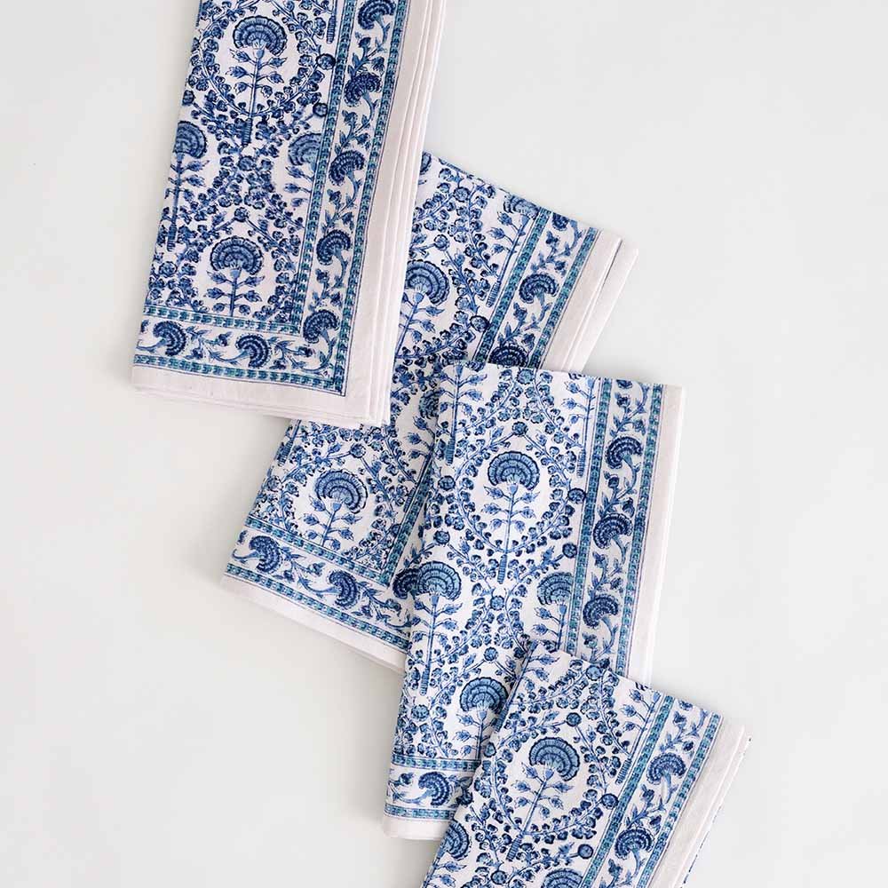 Caroline Blue Floral Napkins Set/4