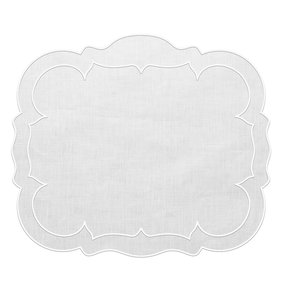 Linho Placemats White Scalloped Rectangular Set of 4