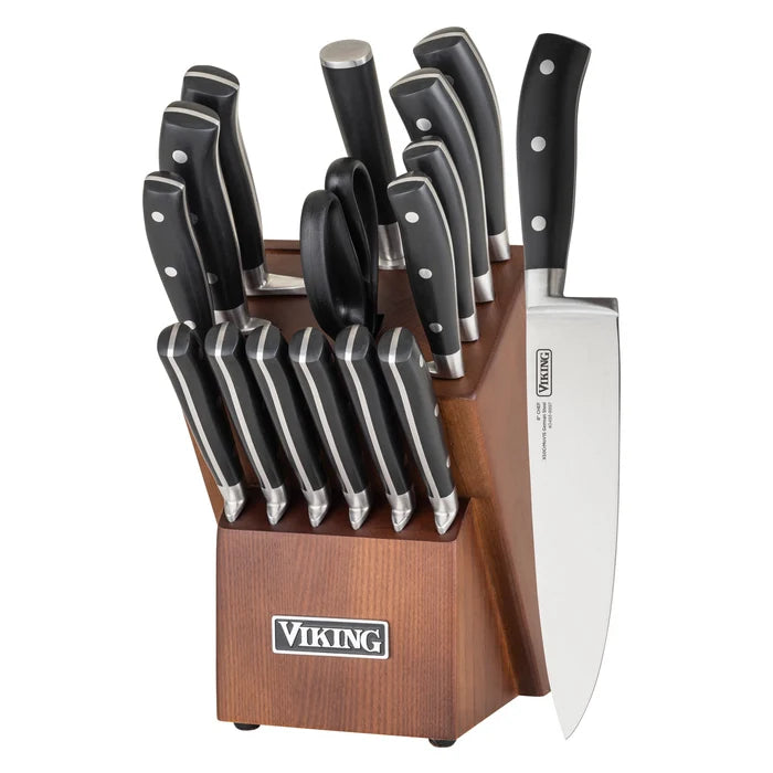 Viking 17 Piece Knife Set with Acacia Wood Block