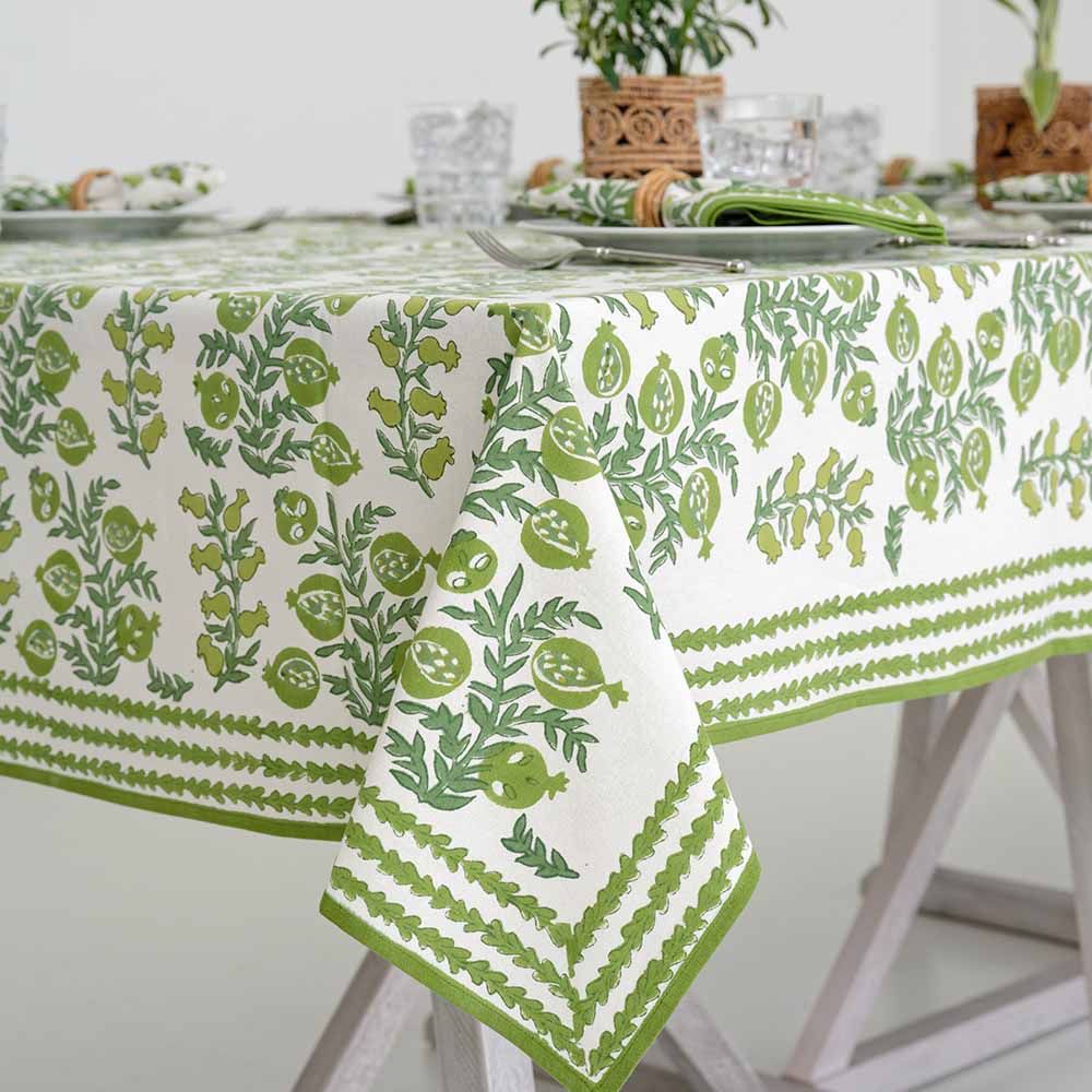 Pom Bells Green Tablecloth