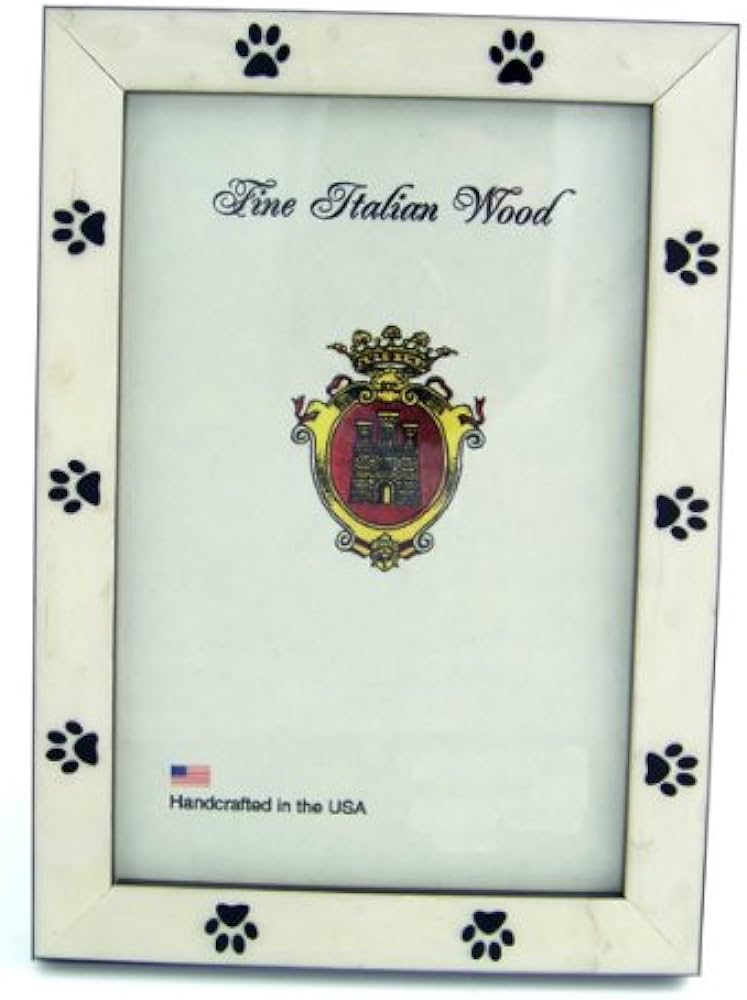 White Burl W/black Paw Print 4x6