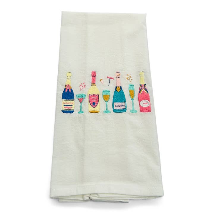 Tea Towel — Row of Champagne Bottles