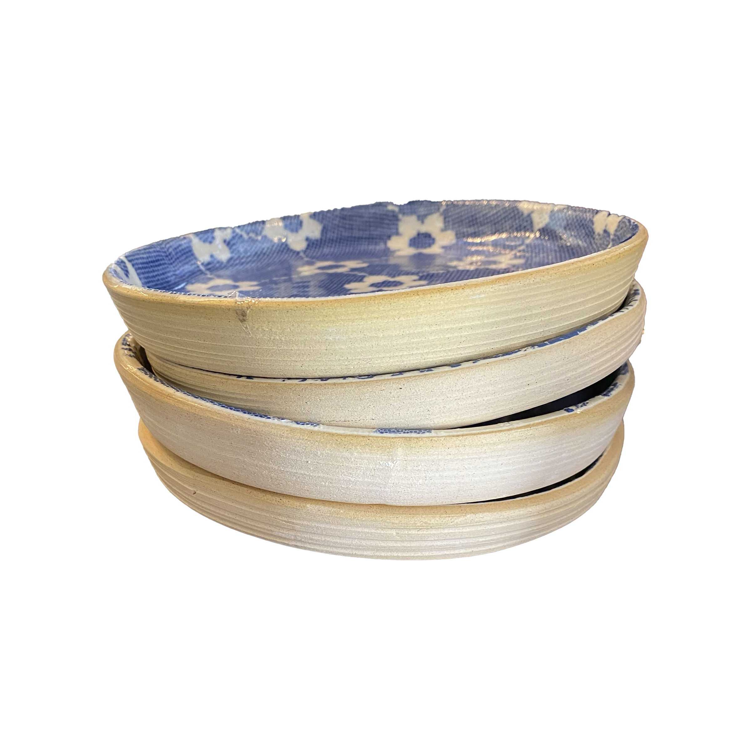 Set of 4 Assorted Floral Canape Plates