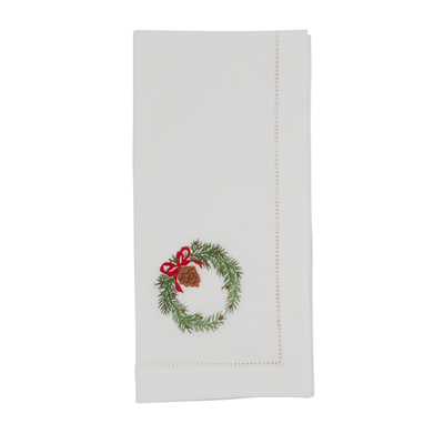 Embroidered Wreath Hemstitch Napkins set/4