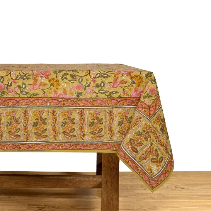 French Tablecloth Damaris Pink and Mustard