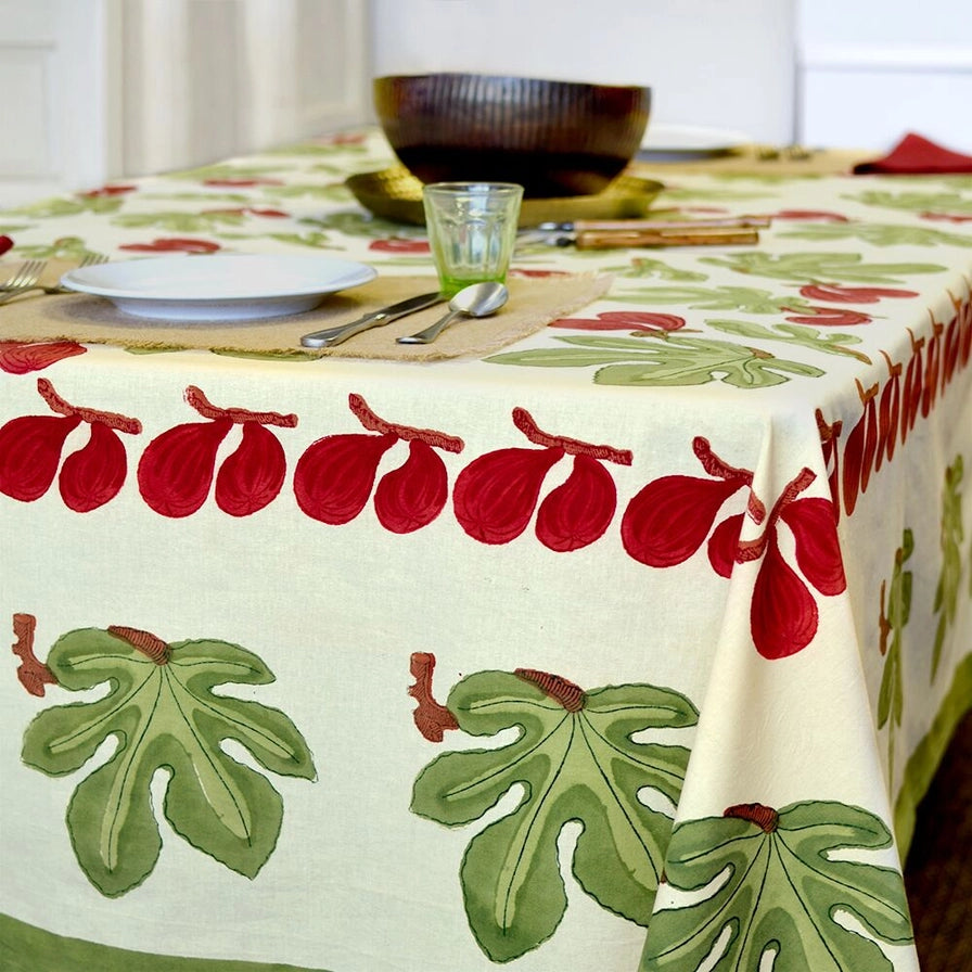 French Tablecloth Fig Red and Green
