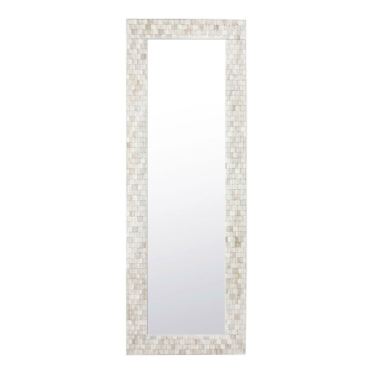 Teak Leaning Mirror, White Wash