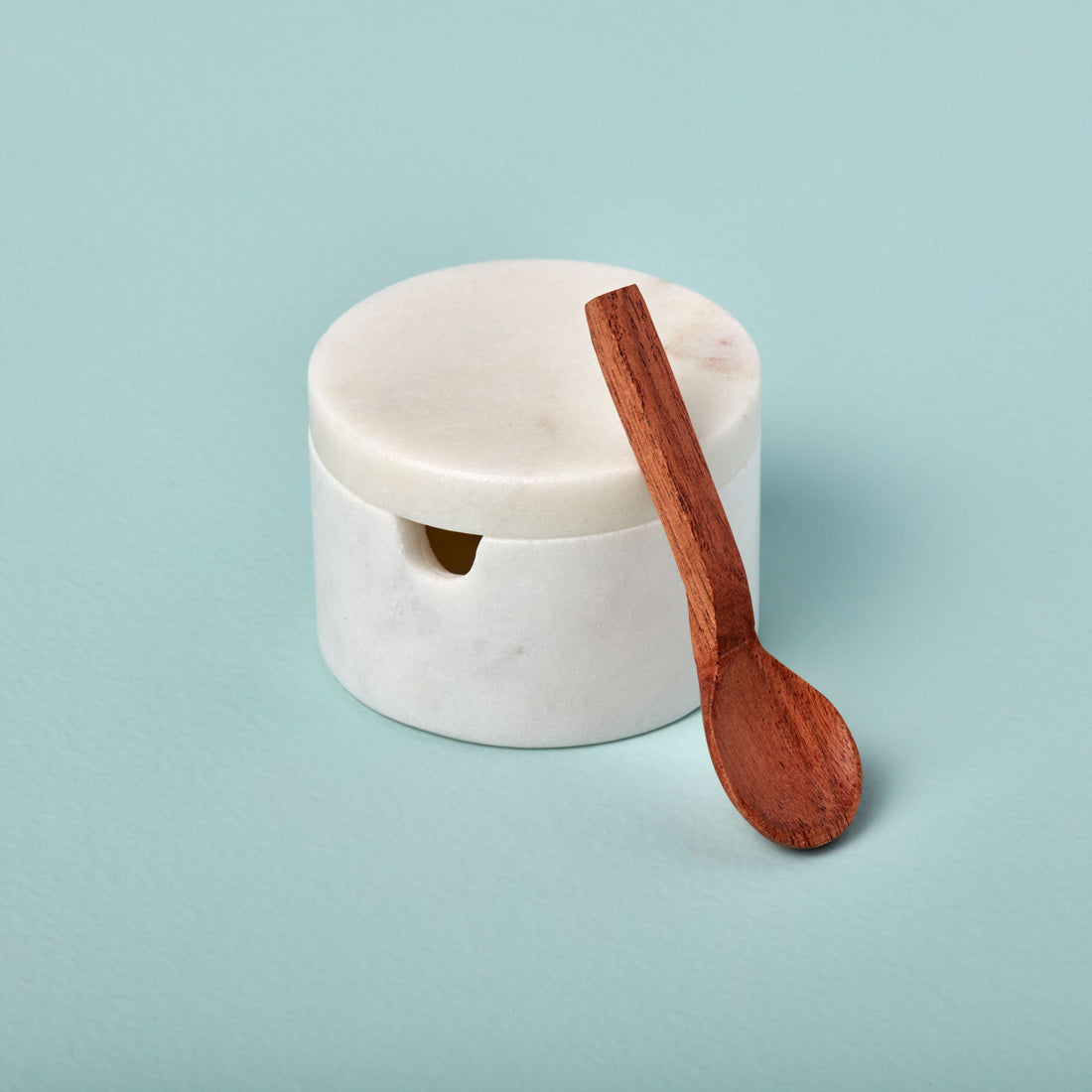 White Marble Spice Cellar with Pivoting Lid