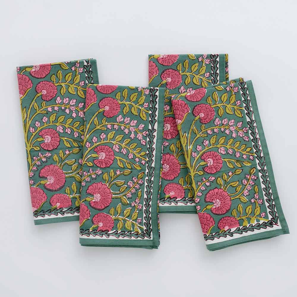 Cactus Flower Jade Napkins | Set of 4