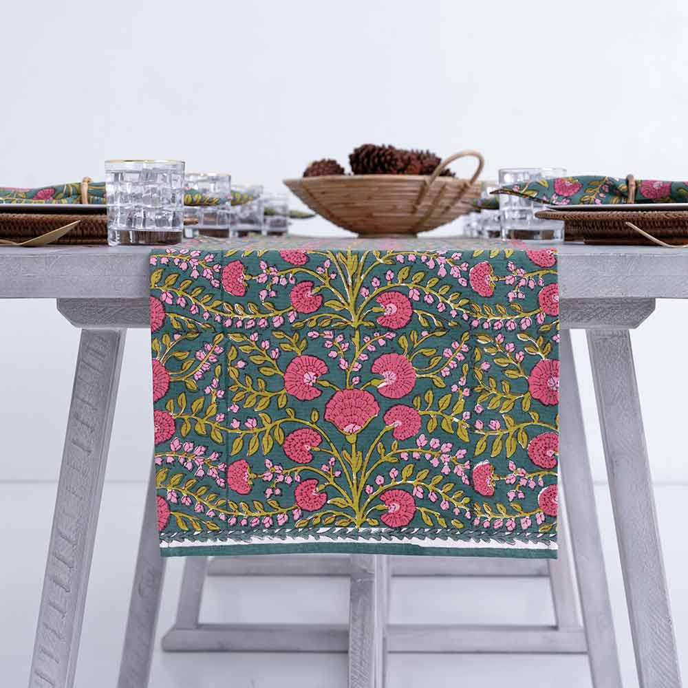 Cactus Flower Jade Table Runner