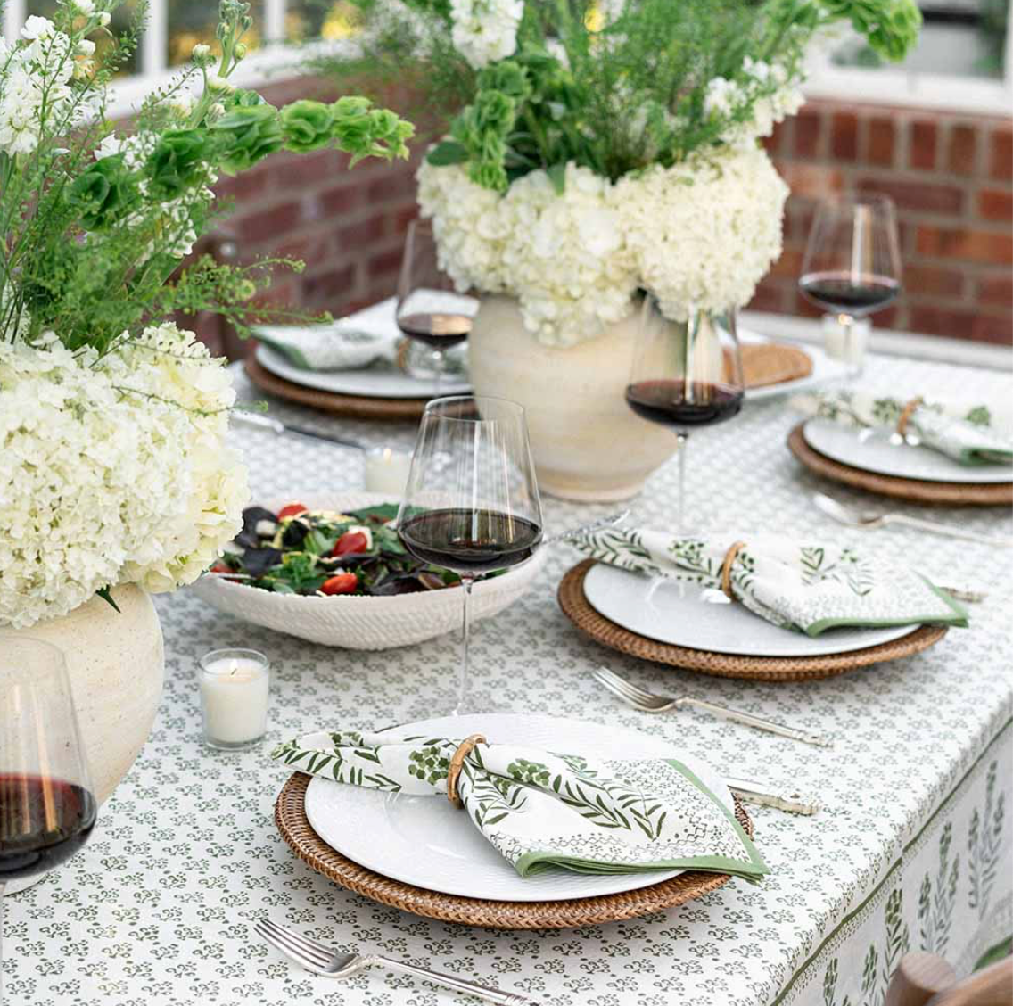 Phlox Green Tablecloth