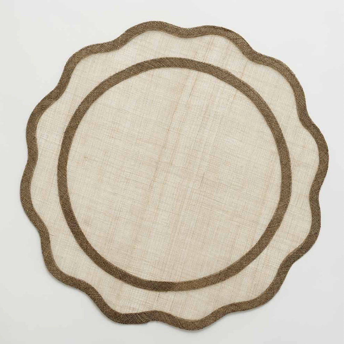 Brown Scalloped Rice Paper Placemat Set of 4
