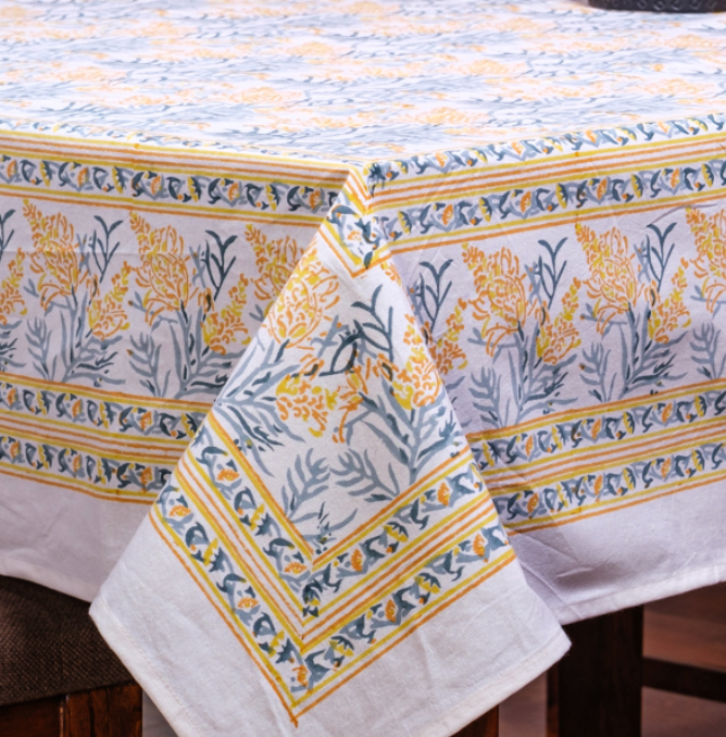 Indian Block Print Tablecloth 180x270cm (8-10 seater)