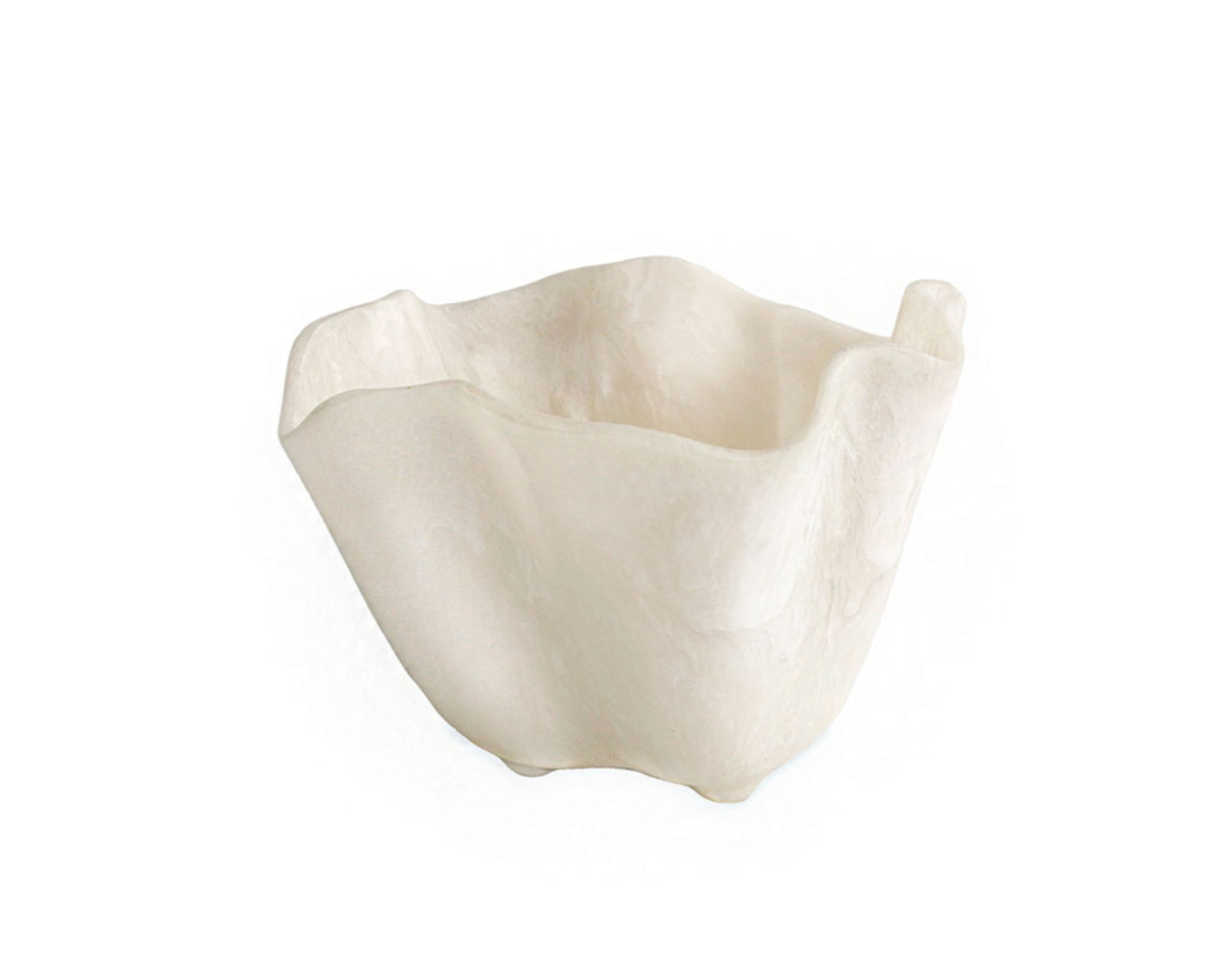 Resin Alabaster White Swirl Ice Bucket