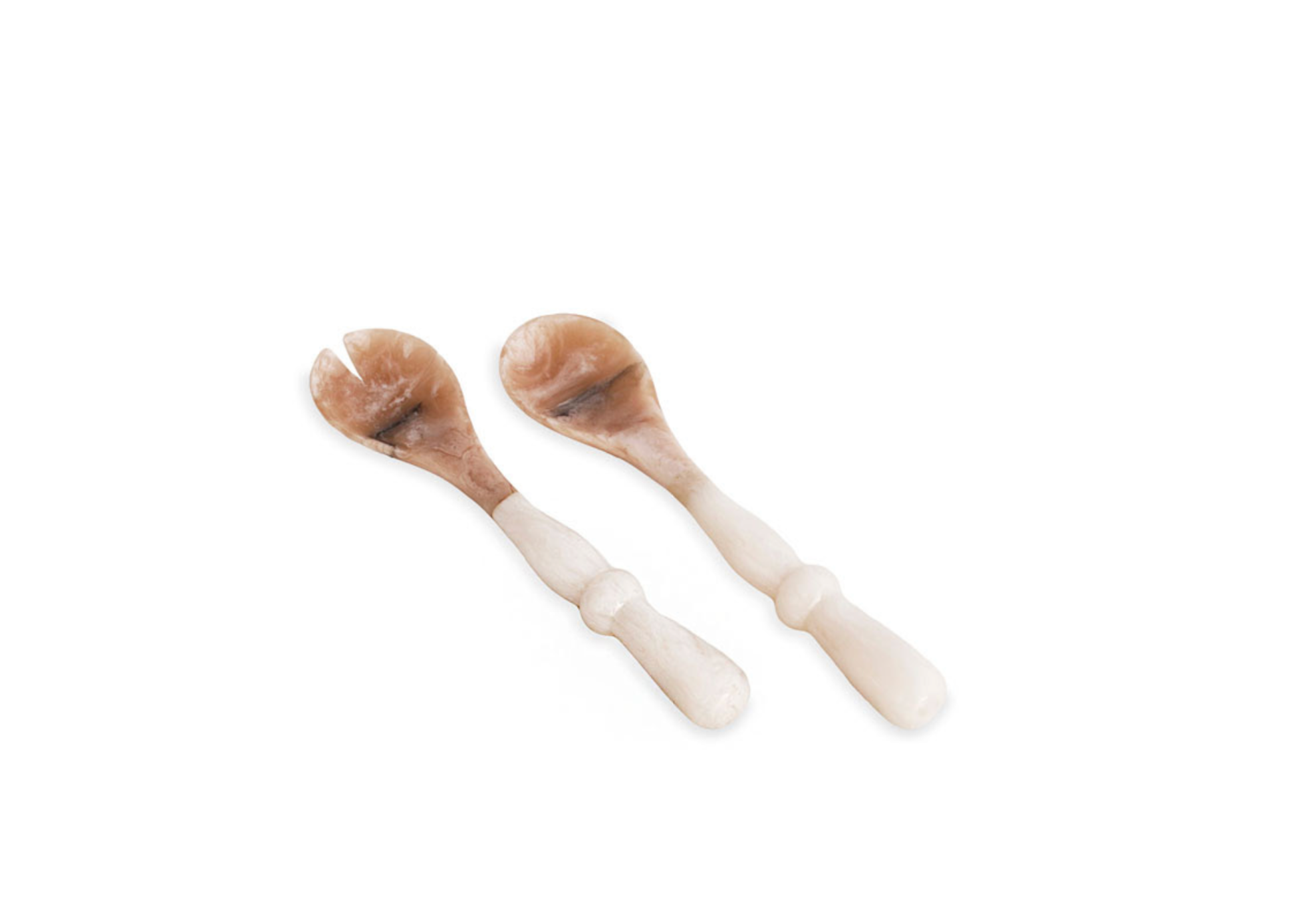 Resin Alabaster White Swirl Salad Servers