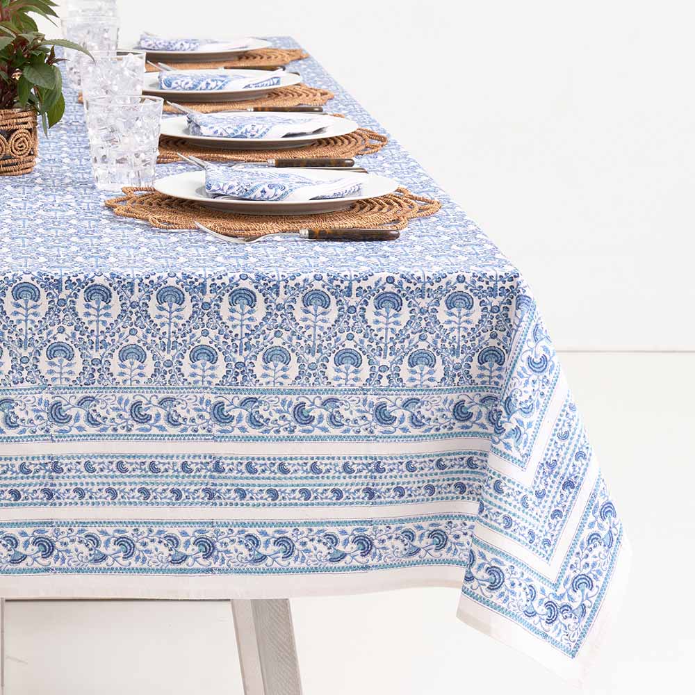 Caroline Blue Floral Tablecloth