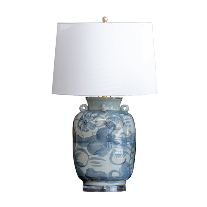 Porcelain Hand Painted Folk Lamp (Blue)