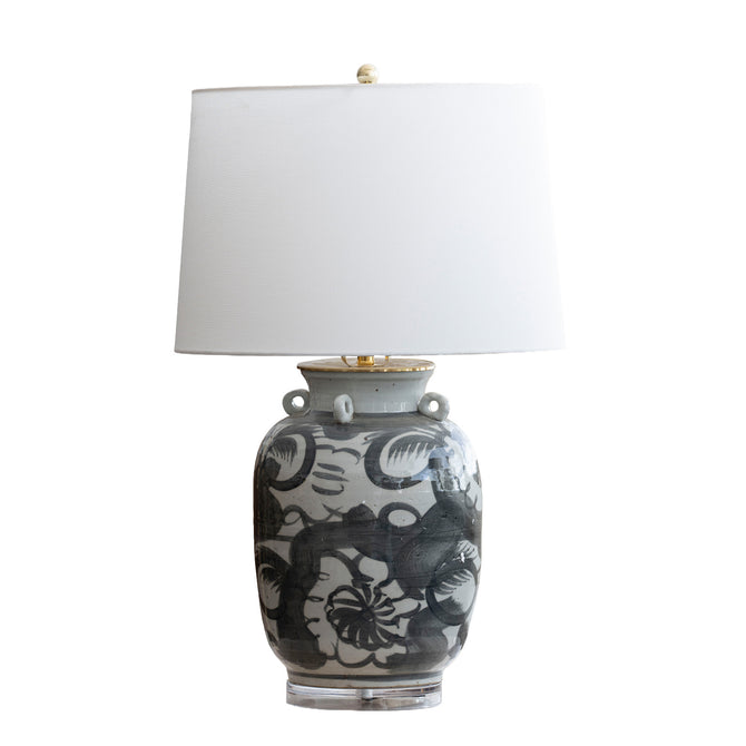 Porcelain Hand Painted Abstract Lamp (Black)