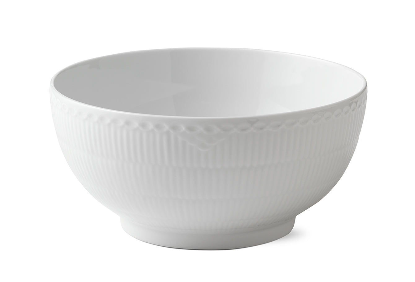 White Fluted Half Lace Serving Bowl