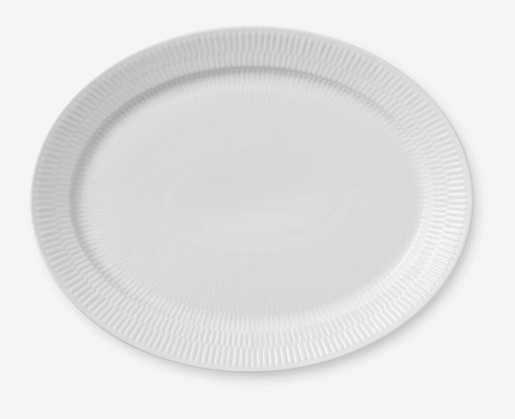 White Fluted Oval Plate