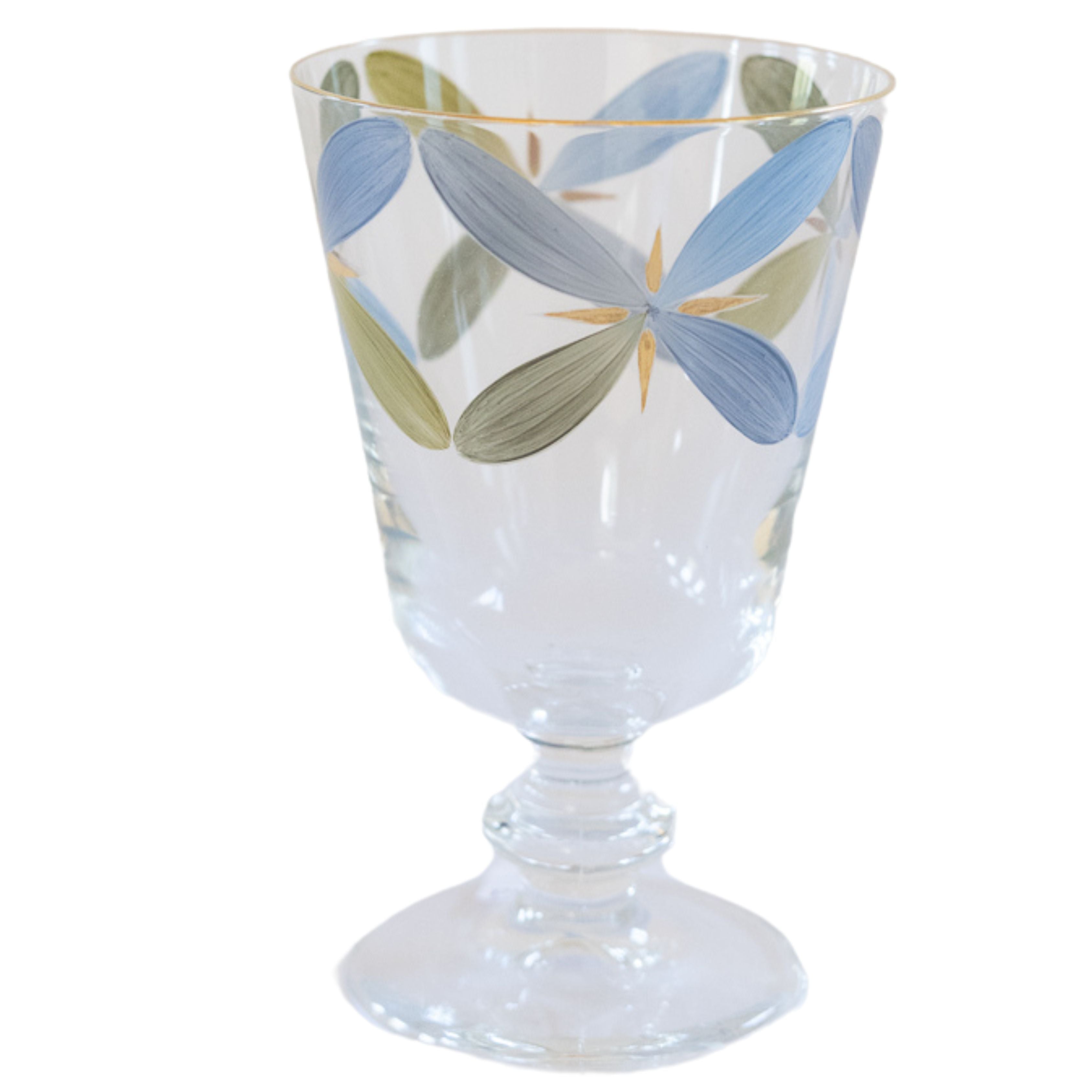 Holland Stemmed Wine Glass - Gold Rim