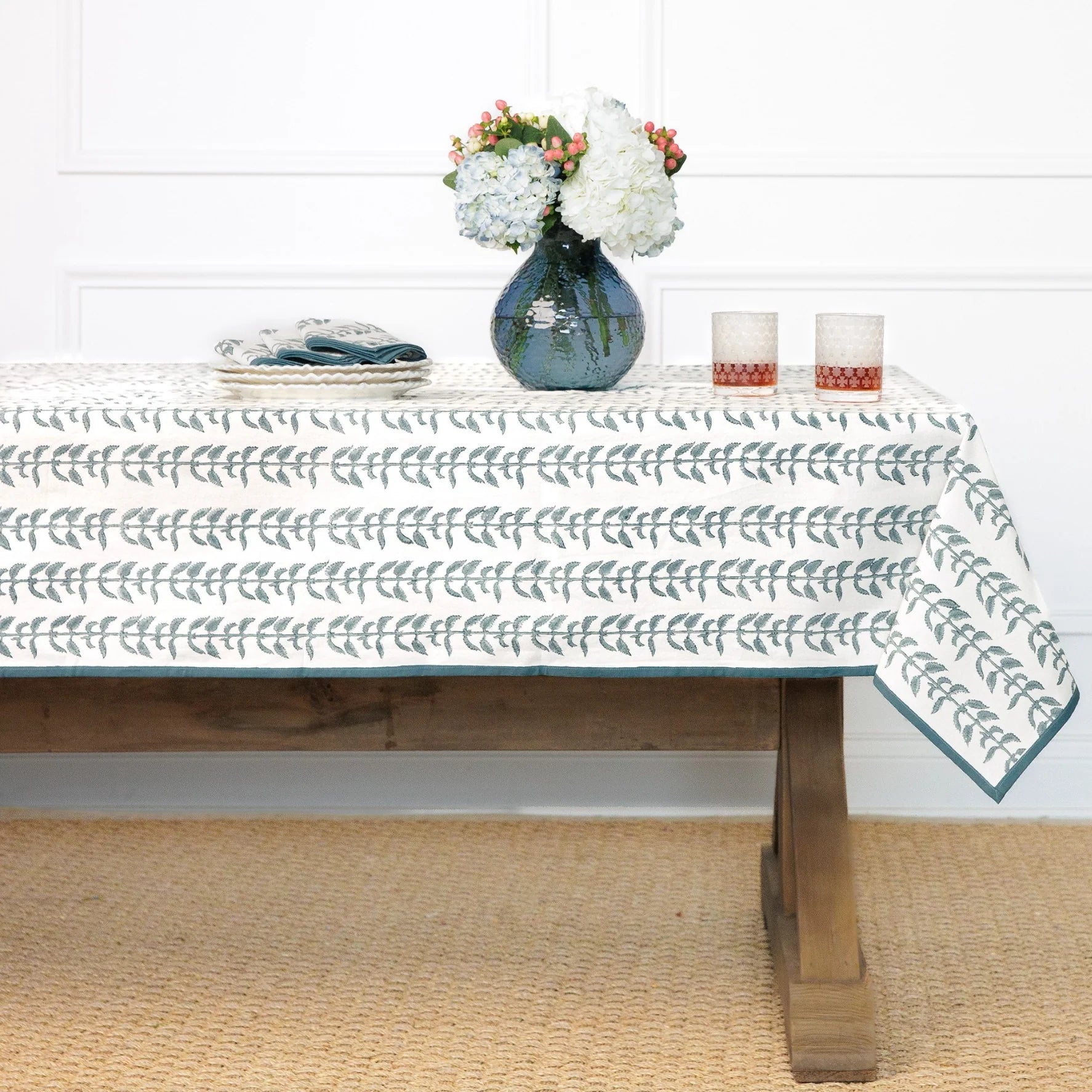 India Hicks Climbing Nettles Dusty Sky Tablecloth