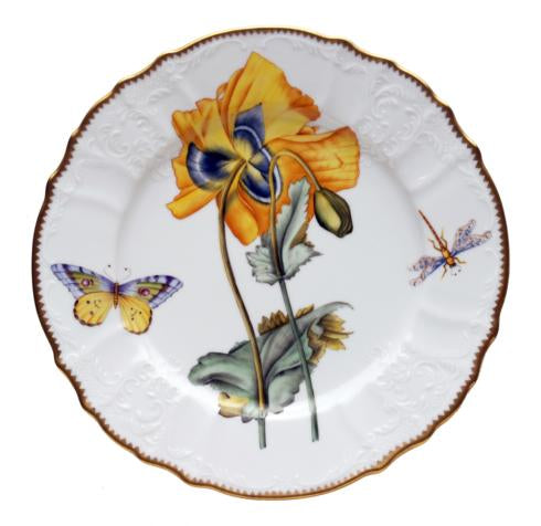 Anna Weatherley Mimosa Yellow Poppy Flower Dinner Plate