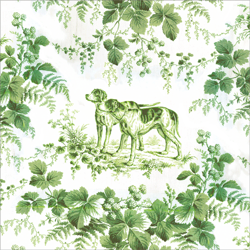 Hunting Toile Evergreen Cocktail Napkin