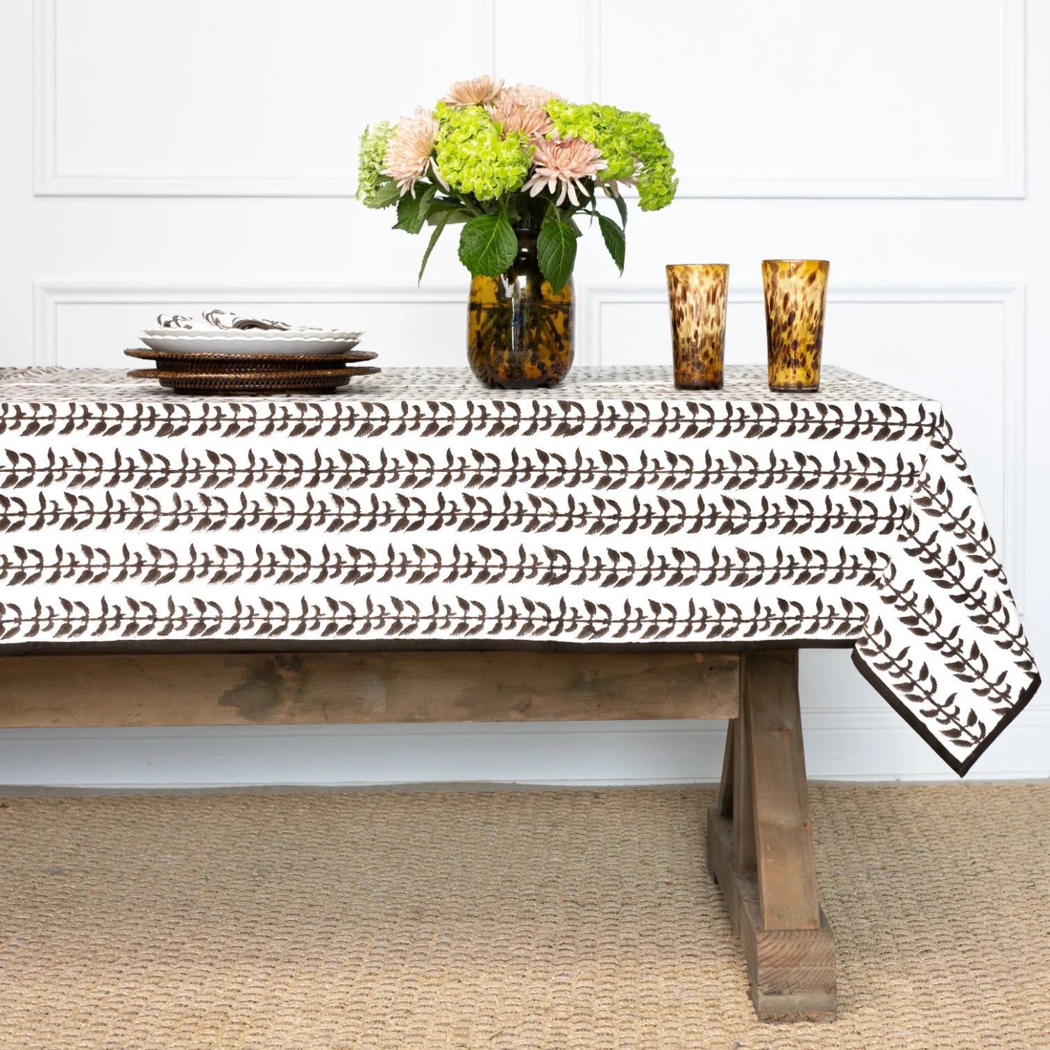 India Hicks Climbing Nettle Chocolate Tablecloth