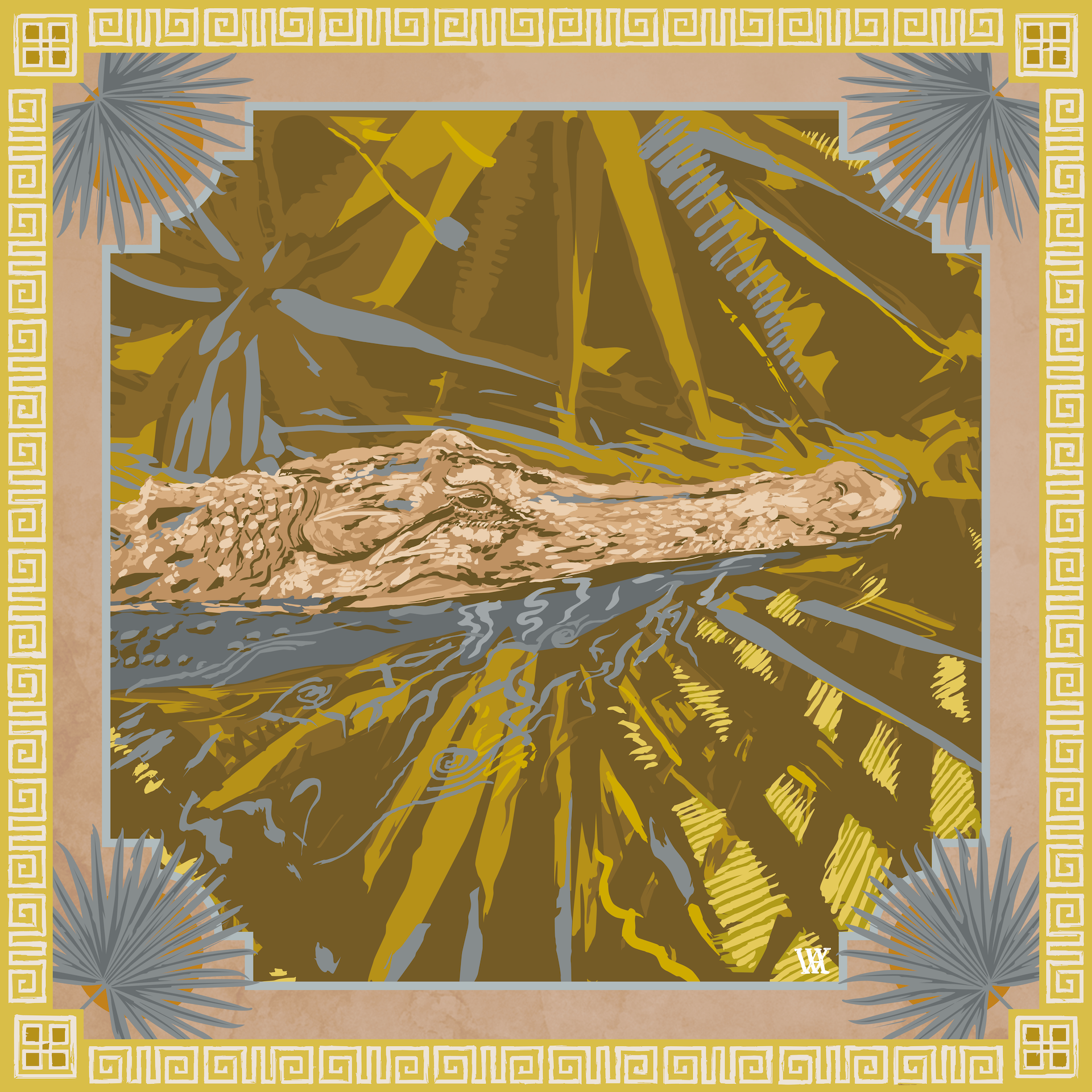 Ocmulgee Alligator Silk Scarf