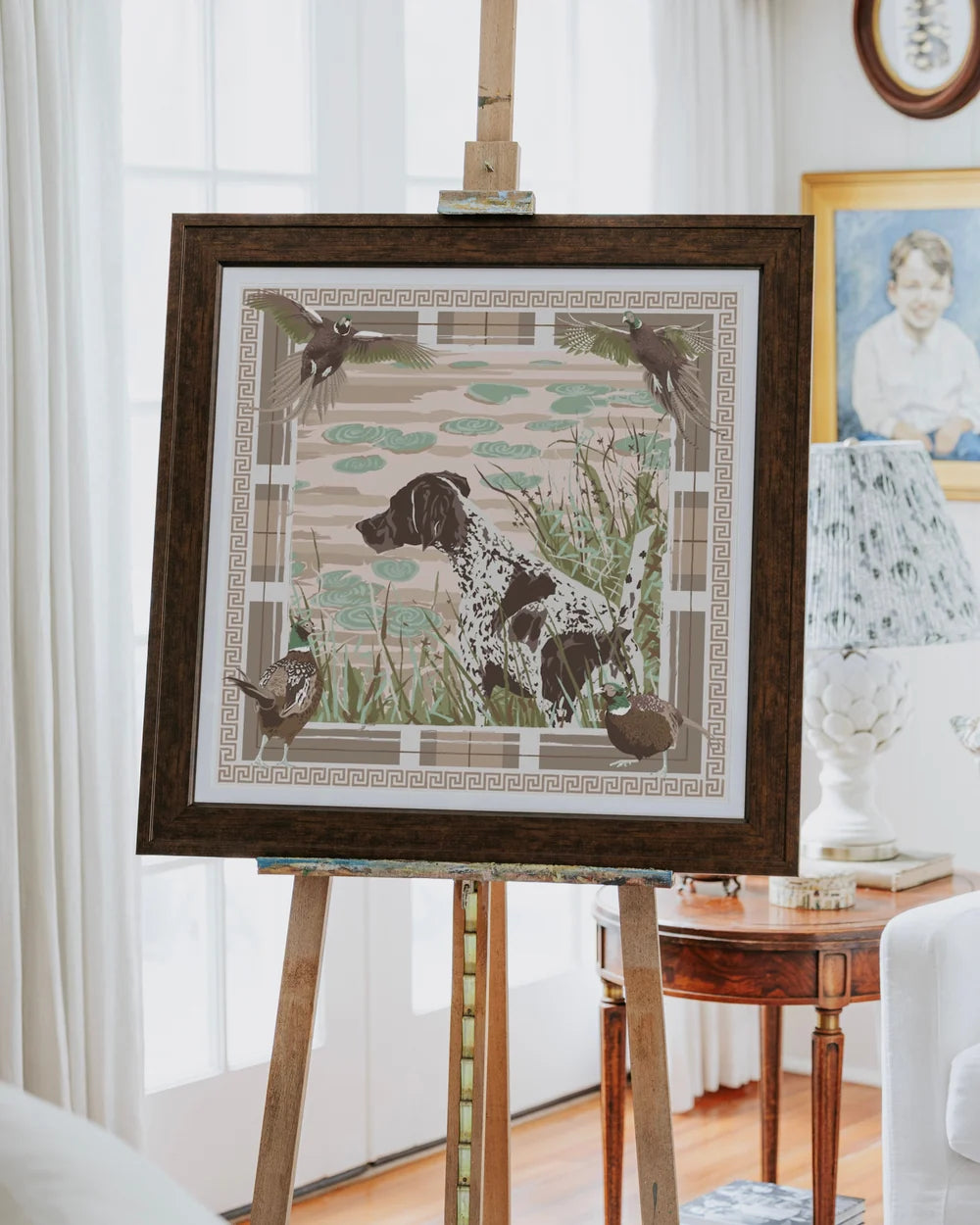 Pheasant Watch Framed Scarf Print