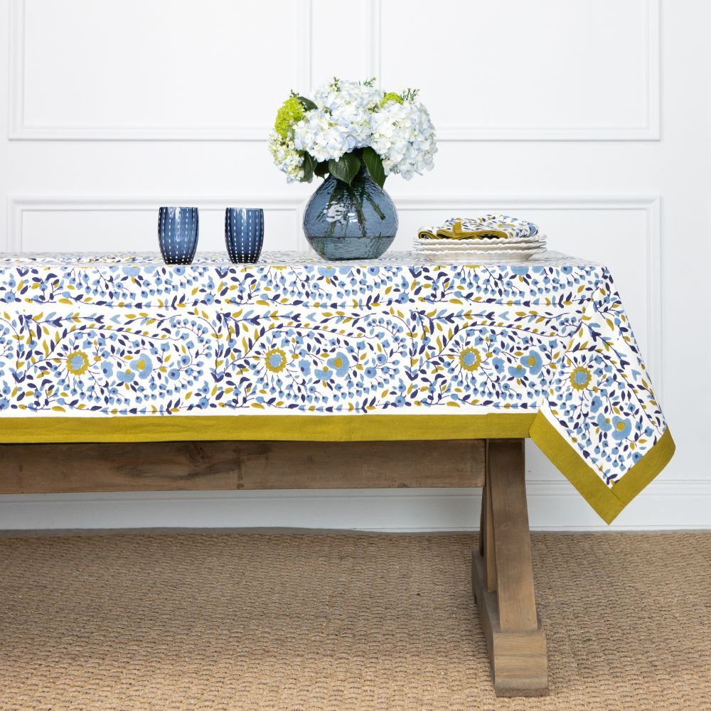 Starflower Blue & Ochre Tablecloth
