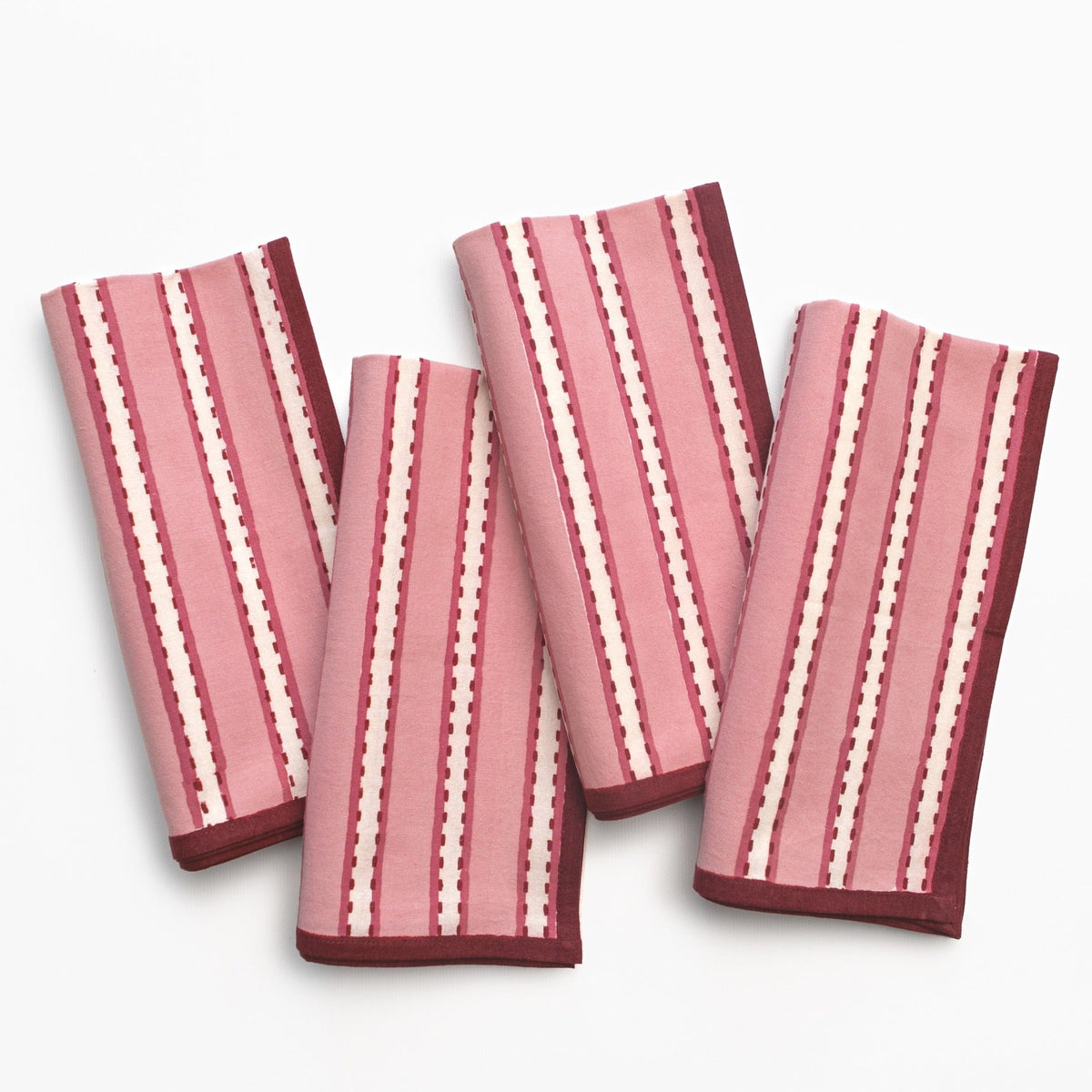 Dotted Stripe Rose Napkin | Set of 4