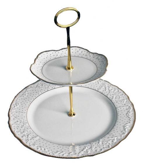 Anna Weatherley Simply Anna - Polka Gold Two Plate Tiered Cake Stand
