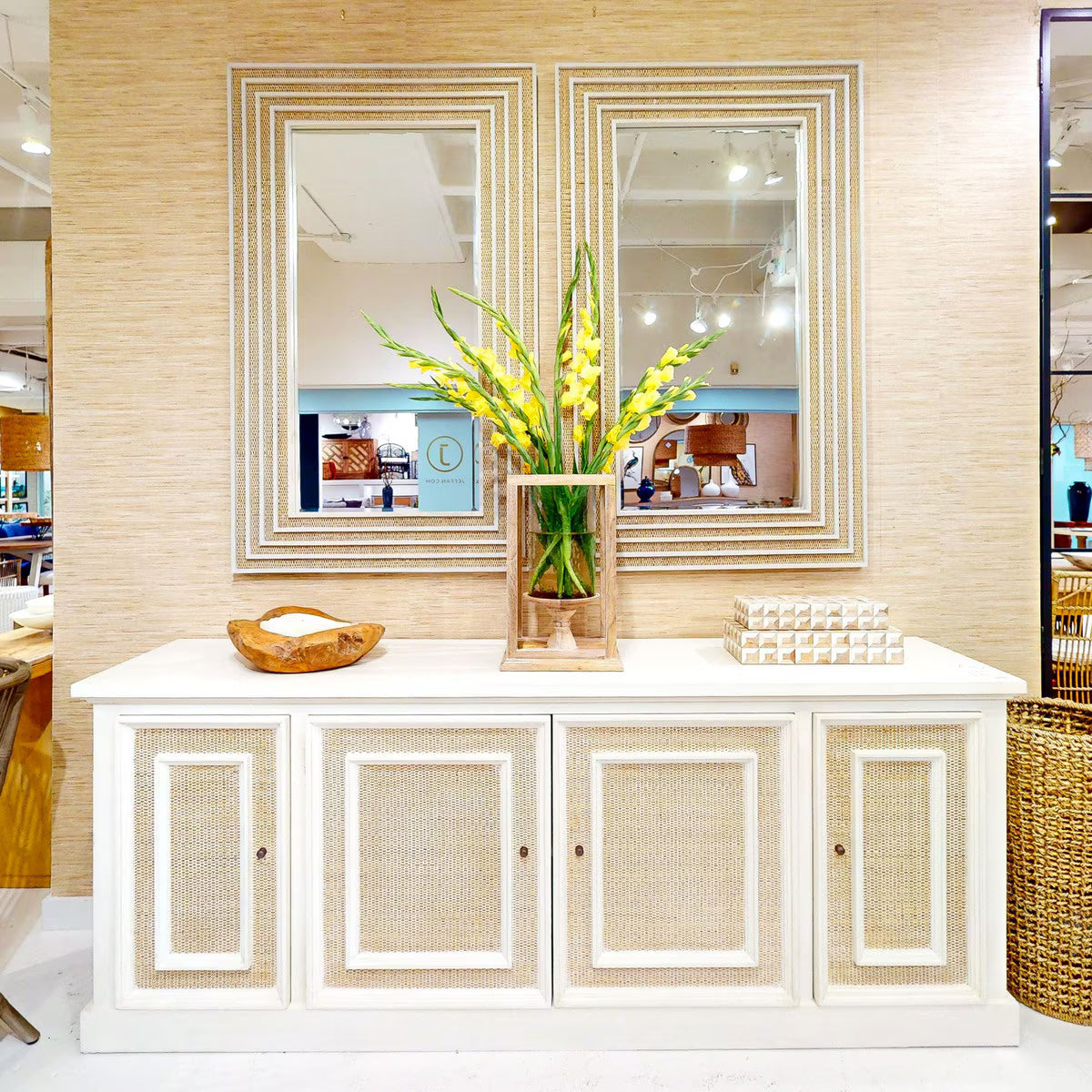 Sideboard with Weave Inset Doors 87" Wide