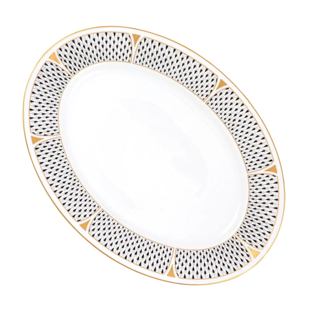 Art Deco Black Oval Platter