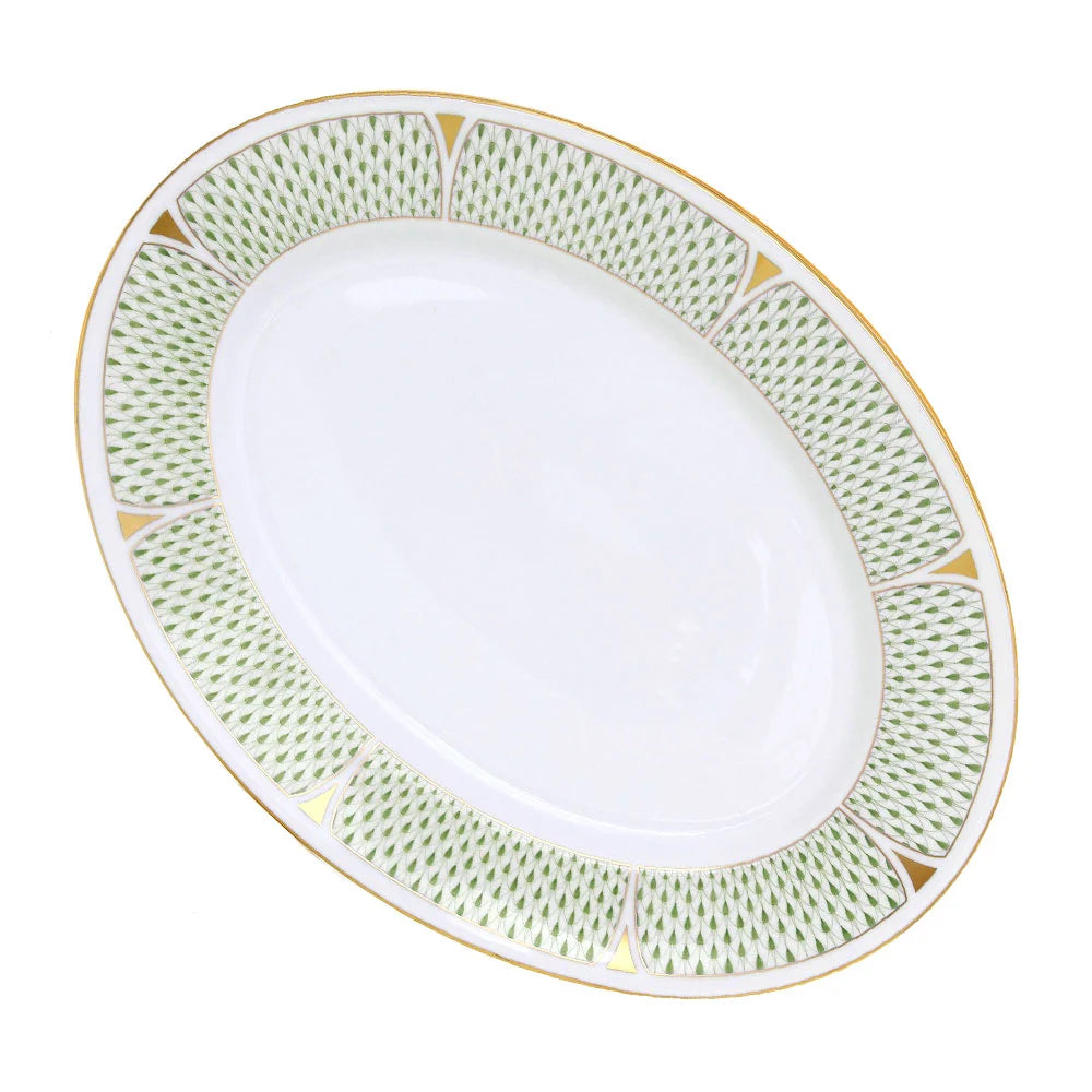 Art Deco Green Oval Platter