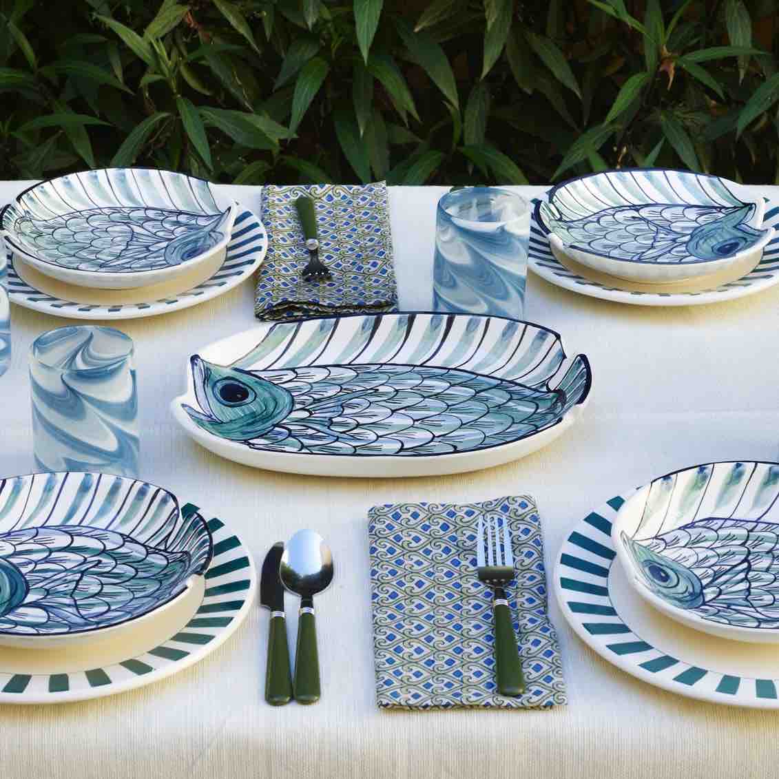 Romina Fish Oval Platter Blue