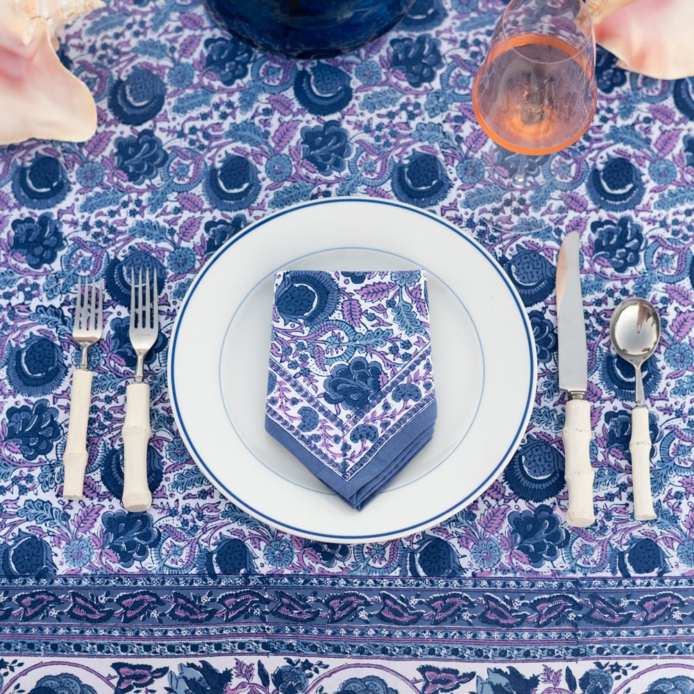 Bohemian Floral Blues & Purple Napkins | Set of 4
