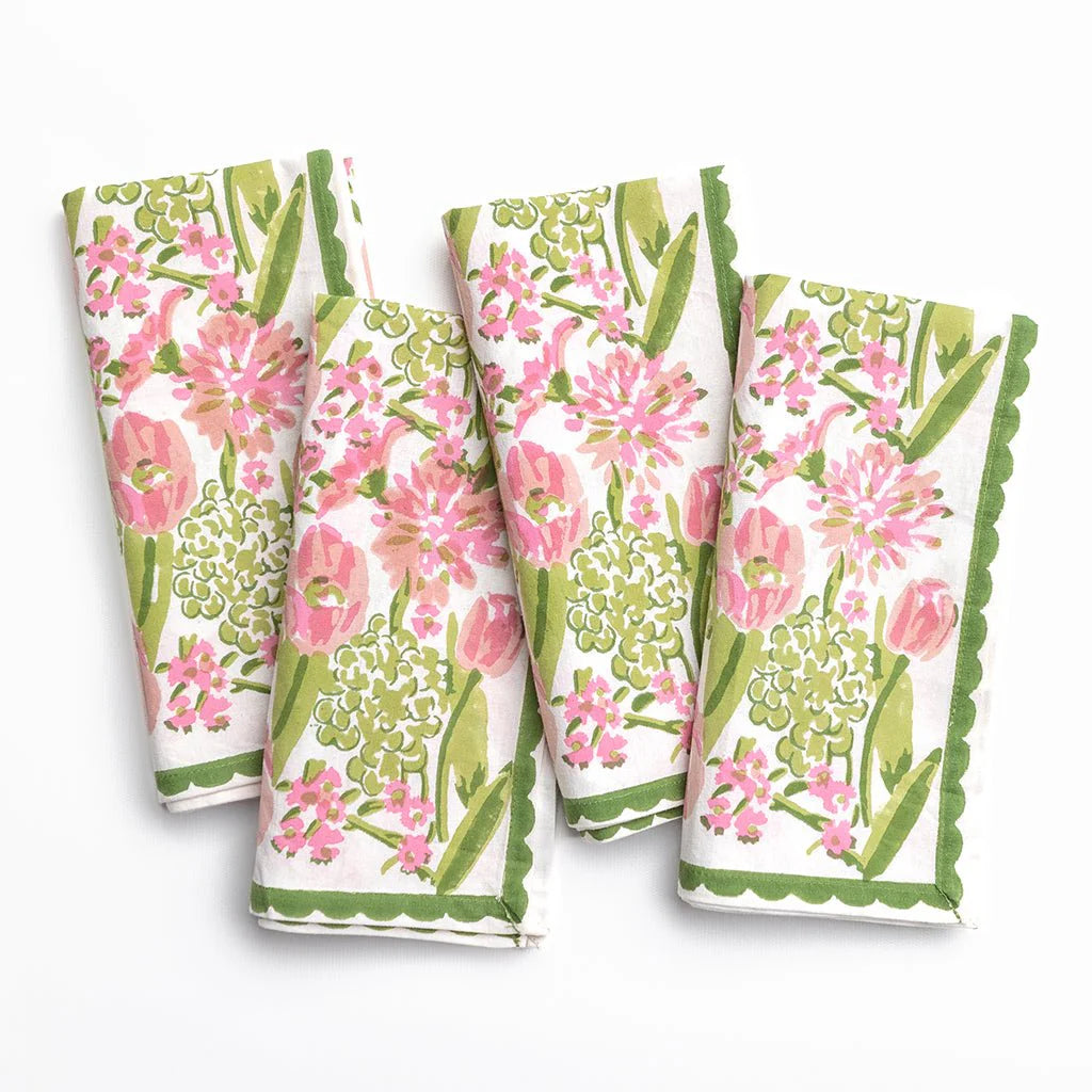 Bouquet Pink & Green Napkins Set/4