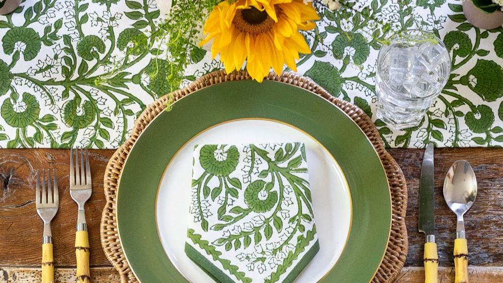 Cactus Flower Green Napkins | Set of 4