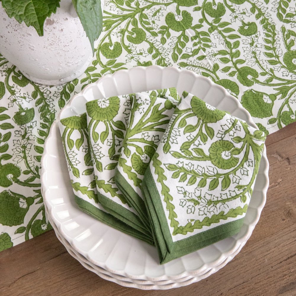 Cactus Flower Green Napkins | Set of 4