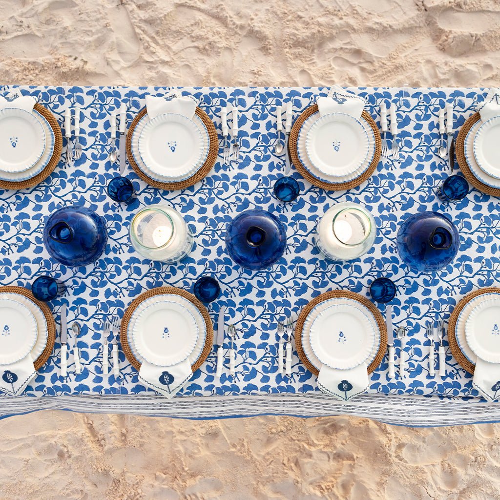 Ginkgo Blue Tablecloth