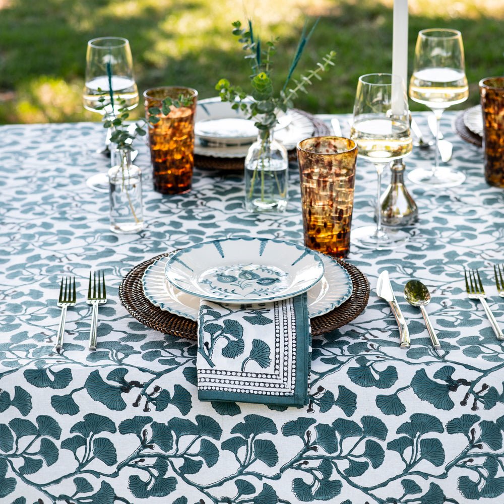 Ginkgo Teal Napkin Set 4