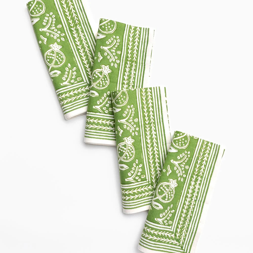 Pomegranate Green Napkins Set/4