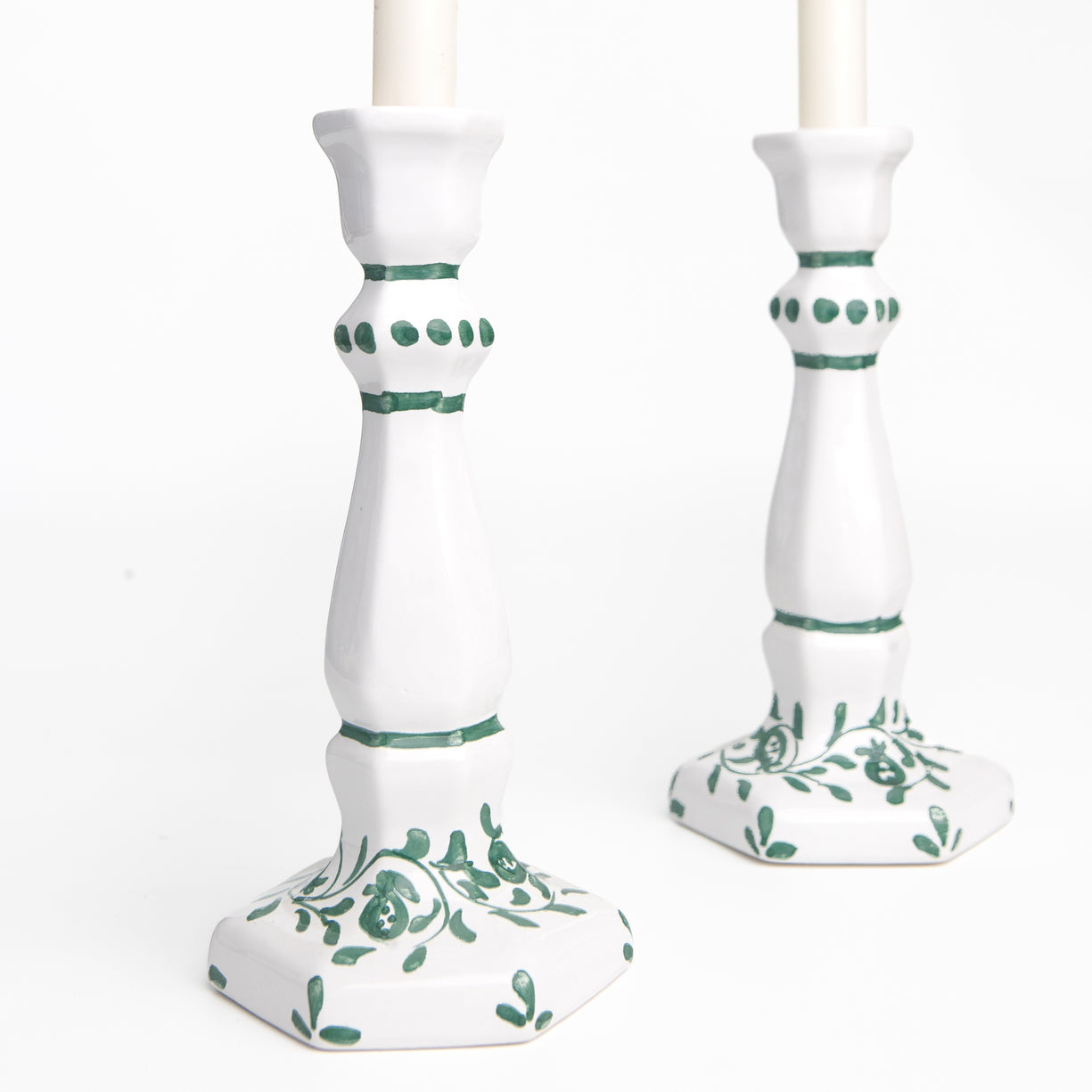 Pomegranate Scroll Candlestick Beige Set of 2