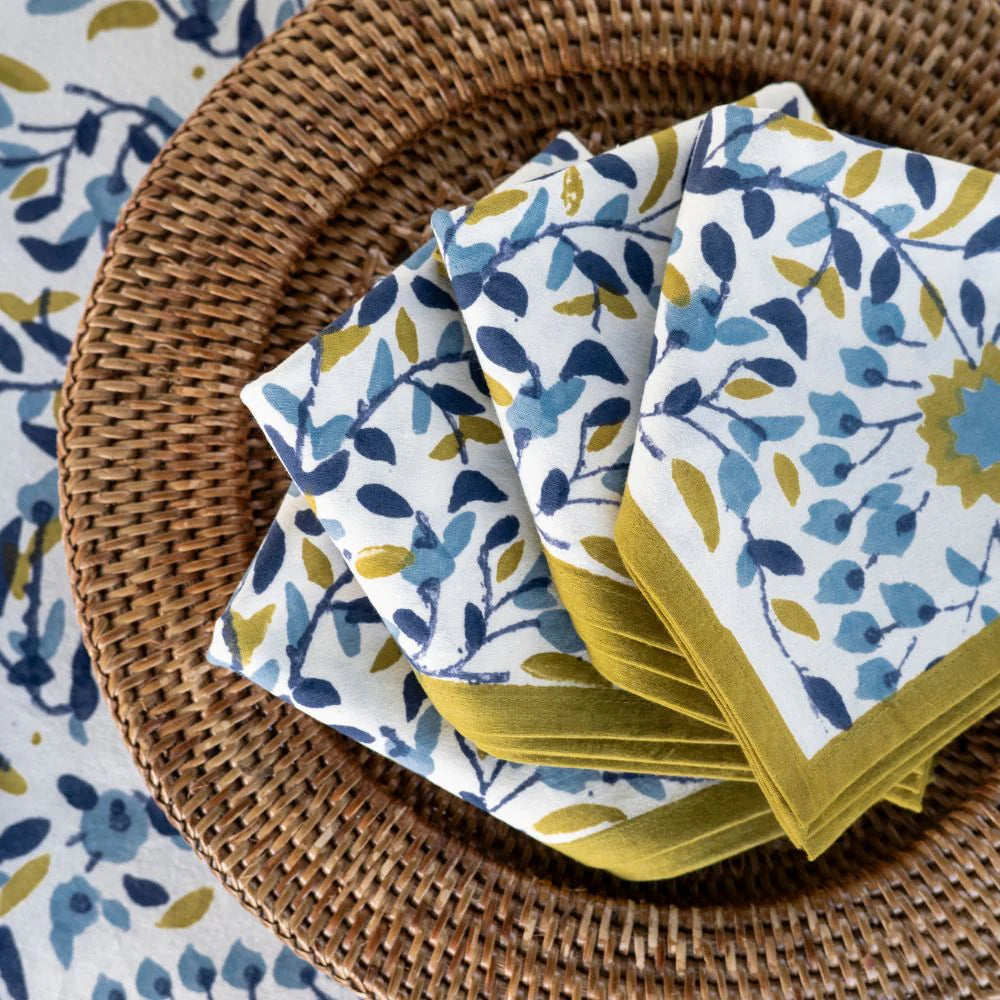 Starflower Blue & Ochre Napkin | Set of 4