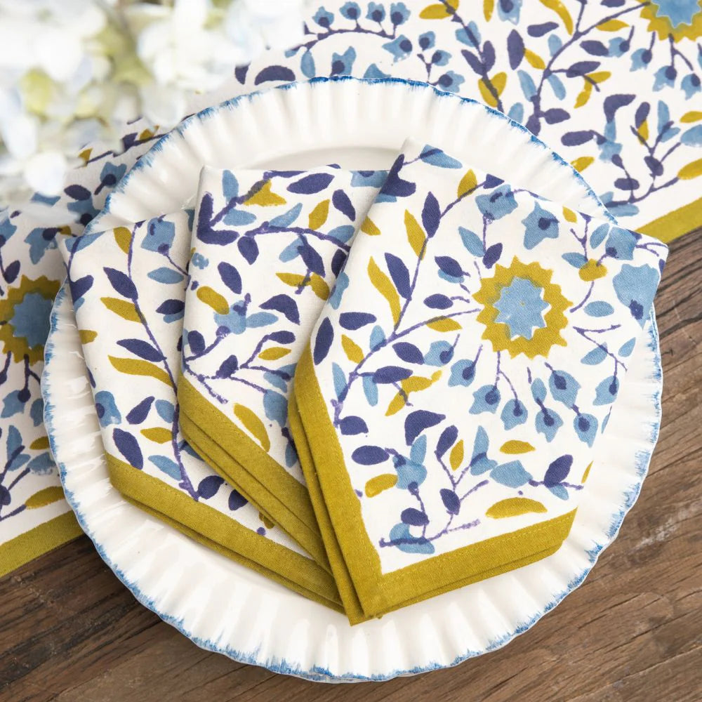 Starflower Blue & Ochre Napkin | Set of 4