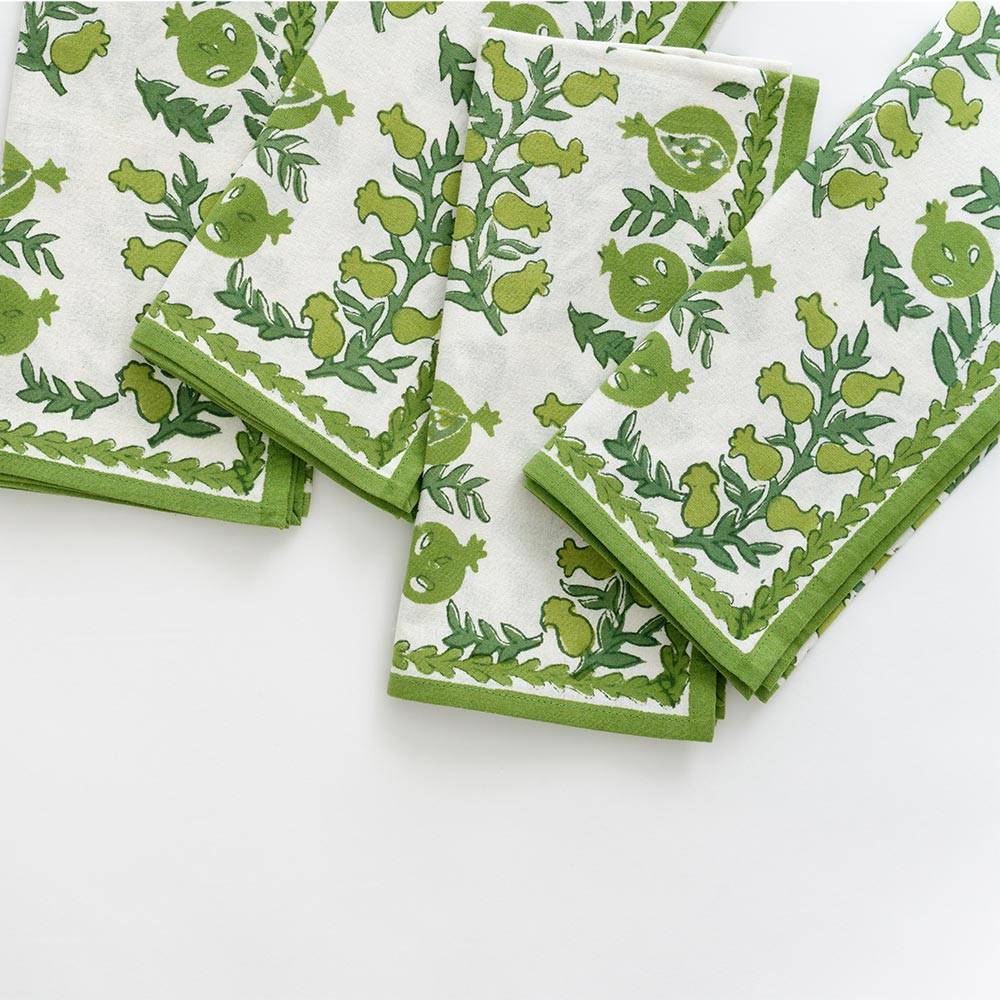 Pom Bells Green Napkins Set 4